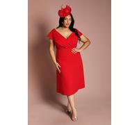 Coast Women's Plus Plain Bardot Midi Dress in Red | Size: 22