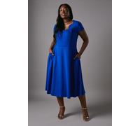 Coast Women's Plus Ponte Midi Dress With Square Neckline in Cobalt | Size: 22