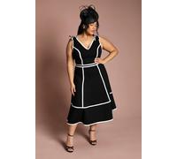 Coast Women's Plus Ponte Piping Contrast Midi Dress in Black | Size: 20