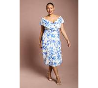 Coast Women's Plus Printed Bardot Midi Dress In Floral Print in Ivory | Size: 26
