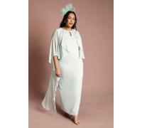 Coast Women's Plus Ruffle Chiffon Cape Crepe Maxi Dress in Mint | Size: 20 Coast Mint 20