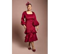 Coast Women's Plus Scuba Midi Dress With Square Neck in Berry | Size: 18