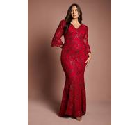 Coast Women's Plus Size Sequin Bodycon Maxi Dress in Red | Size: 24 Coast Red 24