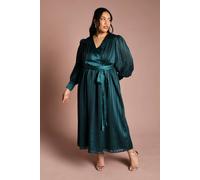 Coast Women's Plus Size Stripe Jacquard Maxi Vee Dress in Emerald | Size: 26
