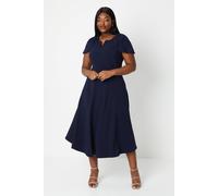 Coast Women's Plus V Neck Short Sleeve Ponte Midi Dress in Navy | Size: 26 Coast Navy 26