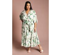 Coast Women's Plus Wrap Midi Dress With Floral Print in Cream | Size: 18 Coast Cream 18
