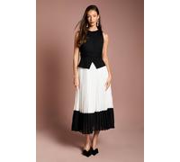 Coast Women's Ponte Bodice Georgette Pleated Midi Dress in Mono | Size: 16