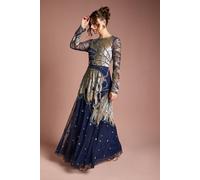 Coast Women's Premium Hand Embellished Maxi Dress in Navy | Size: 8