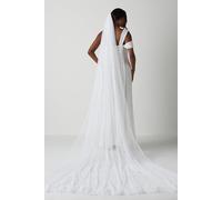 Premium Ruffle Hem Soft Tulle Cathedral Length Veil Coast Ivory One Size