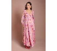 Coast Women's Printed Blouson Midi Dress in Pink | Size: 12 Coast Pink 12