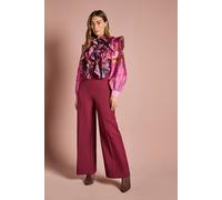 Coast Women's Printed Blouson Sleeve Wide Leg Jumpsuit in Malbec | Size: 8 Coast Malbec 8