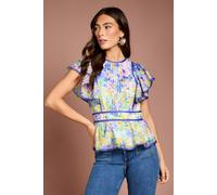 Coast Women's Printed Frill Sleeve Organza Blouse | Size: 18 Coast Multicolor 18