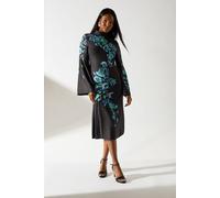 Coast Women's Printed Long Sleeve High Neck Midi Dress in Black | Size: 8 Coast Black 8