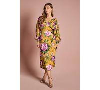 Coast Women's Printed Long Sleeve Satin Maxi Dress With Cowl Back in Chartreuse | Size: 8