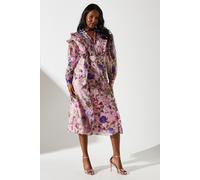 Coast Women's Printed Organza Frill Trim Midi Dress | Size: 10 Coast Multicolor 10