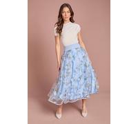 Coast Women's Printed Organza Midi Skirt in Blue | Size: 12