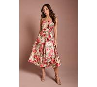 Coast Women's Printed Strappy Bow Detail Midi Dress in Red | Size: 16