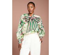 Coast Women's Printed Stripe Bow Detail Shirt in Ivory | Size: 12 Coast Ivory 12