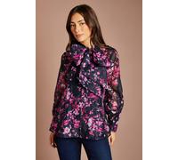 Coast Women's Printed Stripe Bow Detail Shirt in Navy | Size: 16