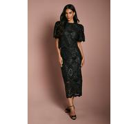 Coast Women's PU Lace Midi Skirt in Black | Size: 12