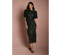 Coast Women's PU Lace Midi Skirt in Black | Size: 16 Coast Black 16