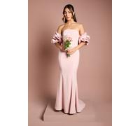 Coast Women's Puff Sleeve Bardot Fishtail Maxi Dress in Pink | Size: 12 Coast Pink 12