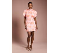 Coast Women's Puff Sleeve Jacquard Mini Dress in Pink | Size: 12 Coast Pink 12
