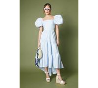 Coast Women's Puff Sleeve Tiered High Low Maxi Dress in Light Blue | Size: 8 Coast Light Blue 8