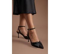 Coast Women's Rosa Satin Ruffle Detail High Stiletto Heeled Court Shoes in Black | Size: 6