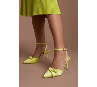Coast Women's Rosa Satin Ruffle Detail High Stiletto Heeled Court Shoes in Chartreuse | Size: 5
