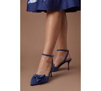 Coast Women's Rosa Satin Ruffle Detail High Stiletto Heeled Court Shoes in Navy | Size: 6