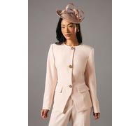 Coast Women's Rose Button Long Sleeve Tailored Jacket in Blush | Size: 16 Coast Blush 16