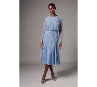 Coast Women's (RTS) Party Sequin Long Sleeve Midi Dress in Dusty Blue | Size: 10
