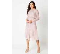Coast Women's (RTS) Party Sequin Long Sleeve Midi Dress in Rose Pink | Size: 16 Coast Rose Pink 16