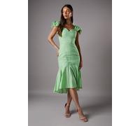 Coast Women's Ruched Sleeveless Drop Hem Midi Dress in Green | Size: 10 Coast Green 10