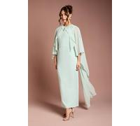 Coast Women's Ruffle Chiffon Cape Crepe Maxi Dress in Mint | Size: 14 Coast Mint 14