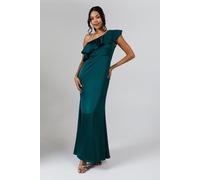 Coast Women's Ruffle One Shoulder Satin Maxi Bridemaids Dress in Emerald | Size: 10 Coast Emerald 10