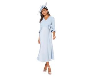 Coast Women's Ruffle Sleeve Satin Back Crepe Wrap Dress, Spring Summer, Wedding Guest, Cocktail, Party, Evening, Mother of the Bride, Graduation