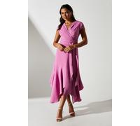 Coast Women's Ruffle Wrap Front Belted Midi Dress in Pink | Size: 10 Coast Pink 10