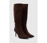 Coast Women's Sasha Faux Suede High Leg Stiletto Heeled Boots in Chocolate | Size: 3