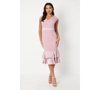Coast Women's Satin Back Crepe Dress With Peplum in Blush | Size: 10 Coast Blush 10