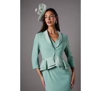 Coast Women's Satin Back Crepe Tailored Jacket With Peplum in Sage | Size: 12 Coast Sage 12