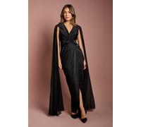 Coast Women's Satin Cape Sleeve Maxi Dress in Black | Size: 8 Coast Black 8