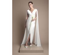 Coast Women's Satin Cape Sleeve Maxi Wedding Dress in Ivory | Size: 16 Coast Ivory 16