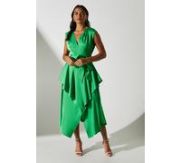 Coast Women's Satin Crepe Frill Layered Dress in Green | Size: 10 Coast Green 10