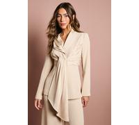 Coast Women's Satin Detail Drape Front Blazer in Champagne | Size: 8 Coast Champagne 8