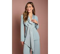 Coast Women's Satin Detail Drape Front Blazer in Grey Blue | Size: 10 Coast Grey Blue 10