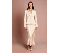Coast Women's Satin Detail Fitted Midi Skirt in Champagne | Size: 10 Coast Champagne 10