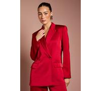 Coast Women's Satin Double Breasted Blazer in Burgundy | Size: 16