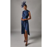 Coast Women's Satin Midi Dress With Twist Waist in Navy | Size: 18 Coast Navy 18